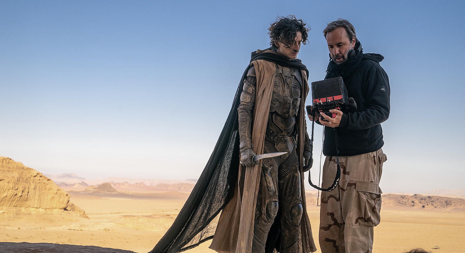 A director talks to Timothée Chalamet in Dune: Part Two.