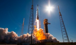 A Falcon 9 rocket launches from the Kennedy Space Center in February 2024.