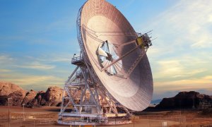 Now that Goldstone’s experimental hybrid antenna has proved that both radio and laser signals can be received synchronously by the same antenna, purpose-built hybrid antennas (like the one depicted here in an artist’s concept) could one day become a reality.