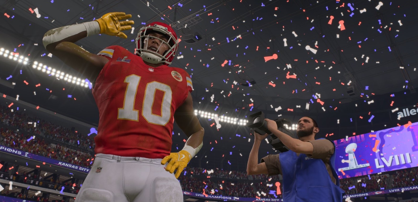 Un joueur des Chiefs célèbre une victoire dans Madden 24.