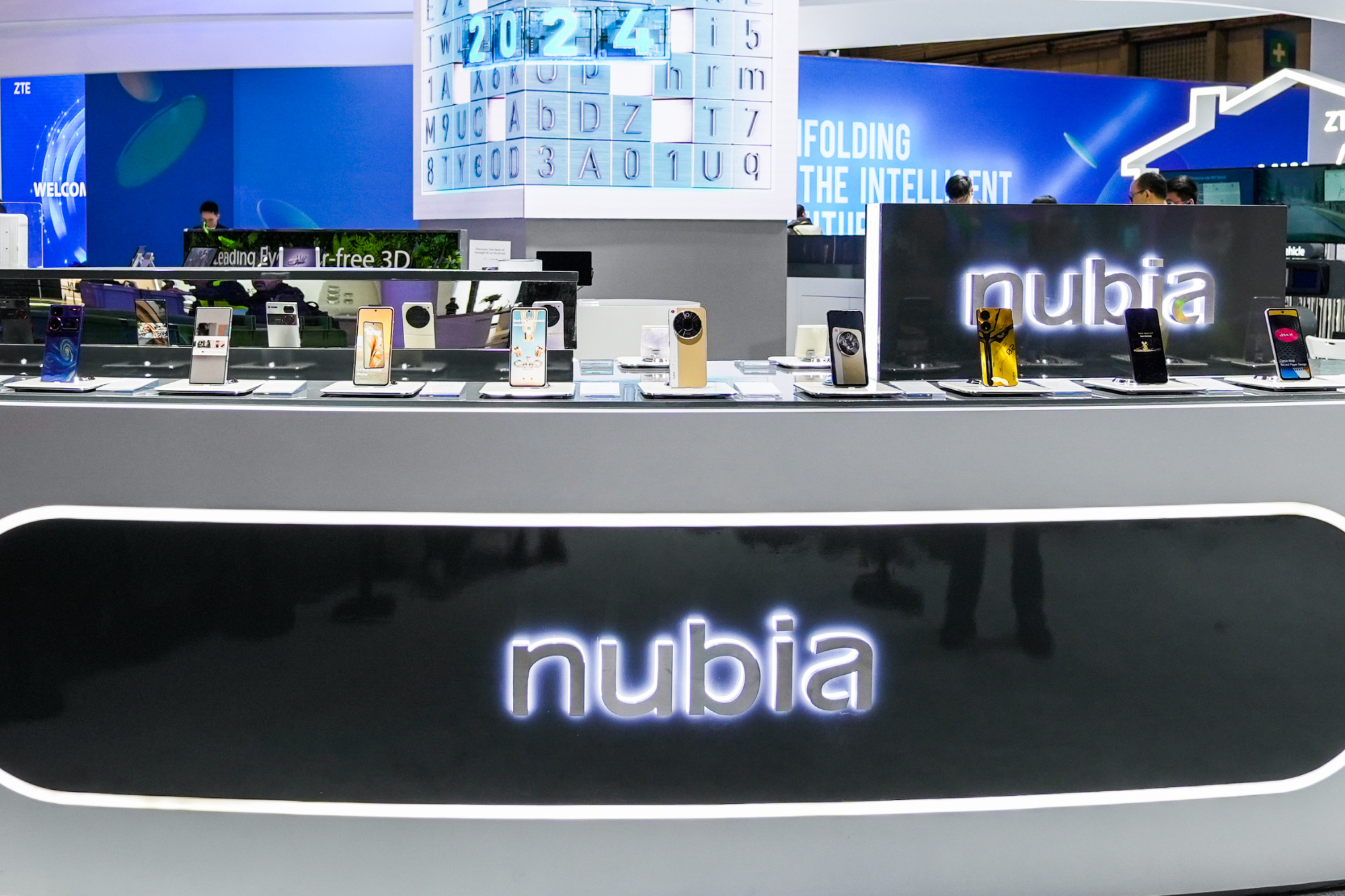 A photo of the ZTE booth at MWC 2024.