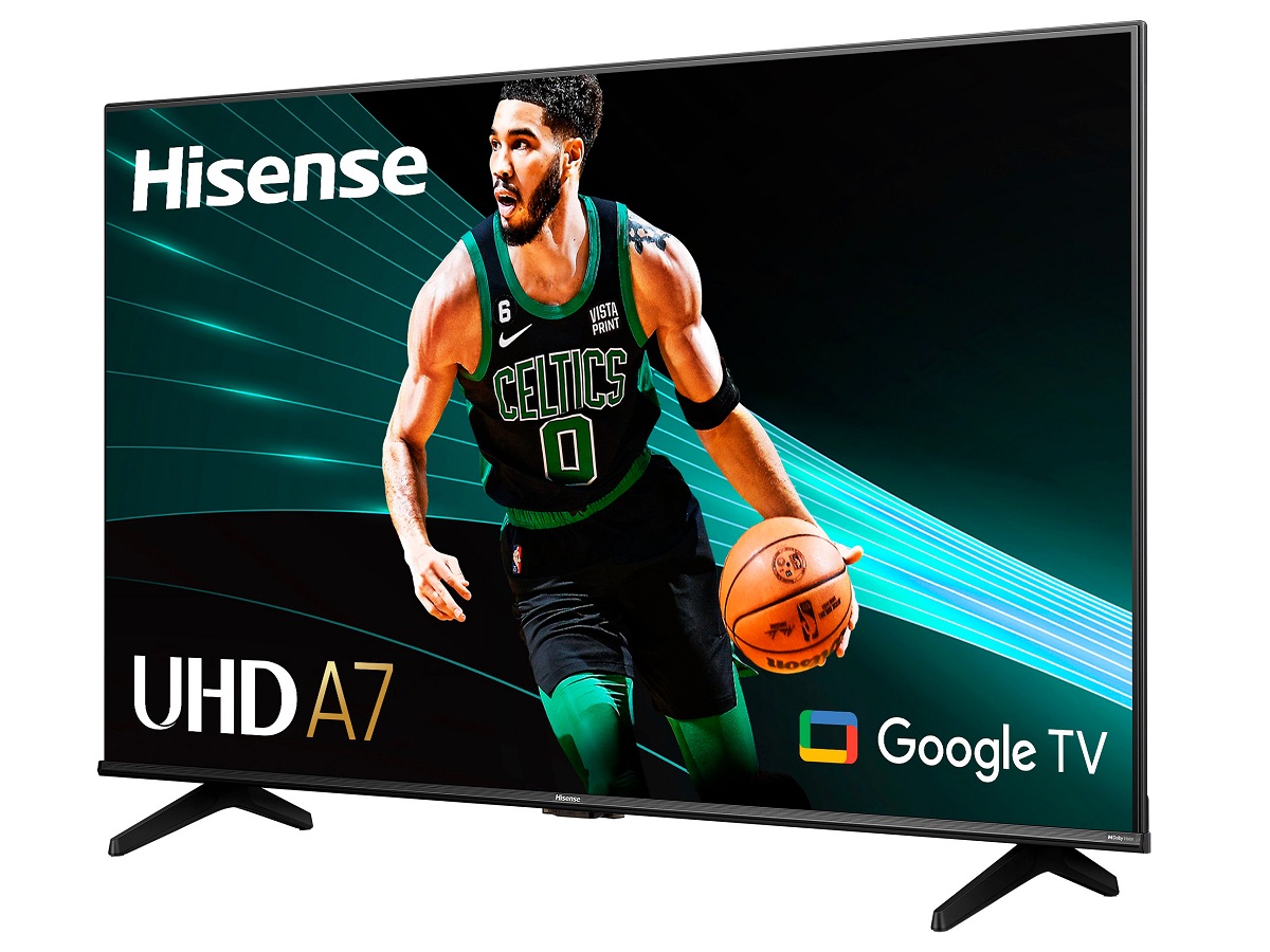 Телевизор Hisense A7 Series 4K на белом фоне.