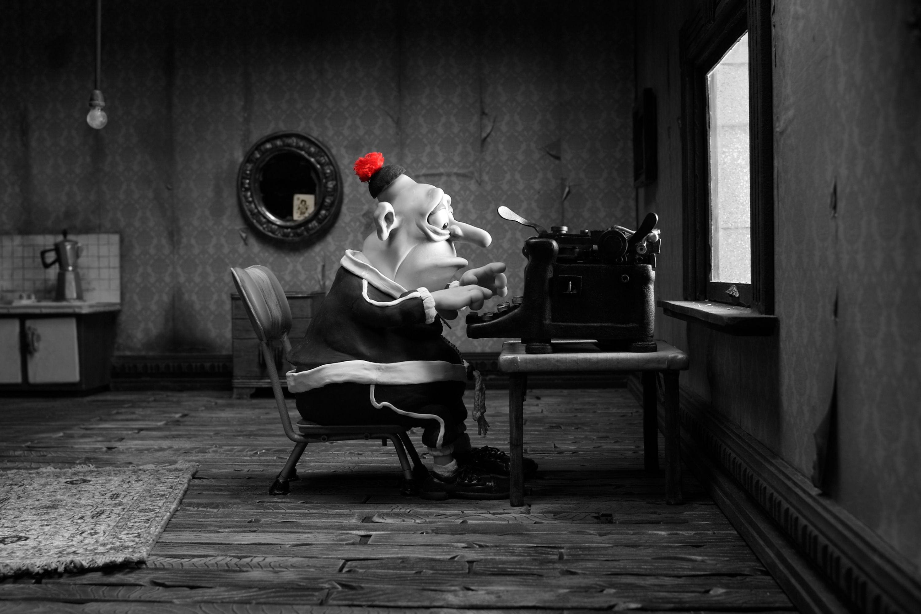 Max using his typewriter in Mary and Max.