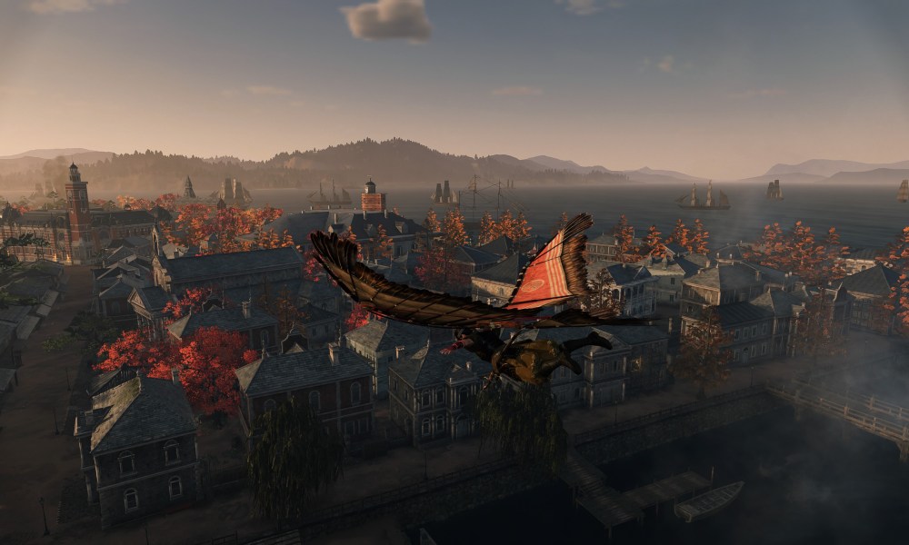 A ninja flying with a glider in rise of the ronin.