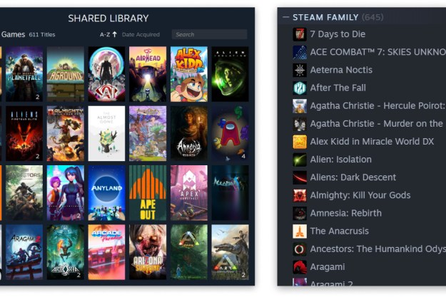 A steam family library in Steam.