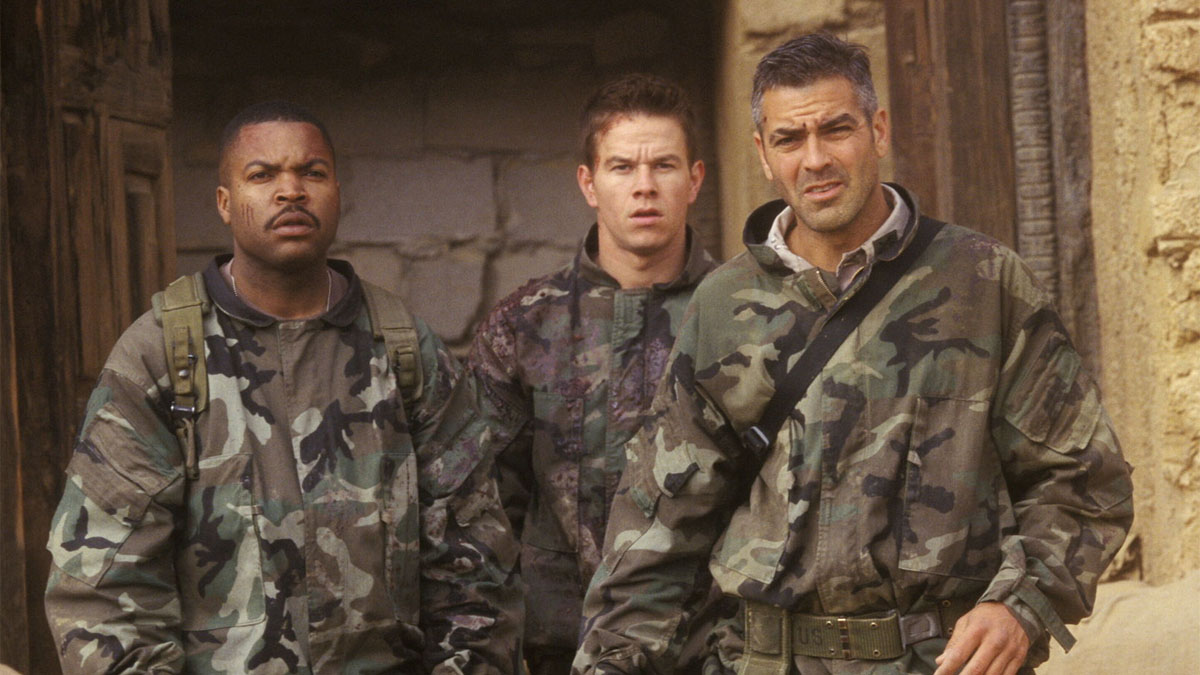 Ice Cube, Mark Wahlberg et George Clooney dans Three Kings.