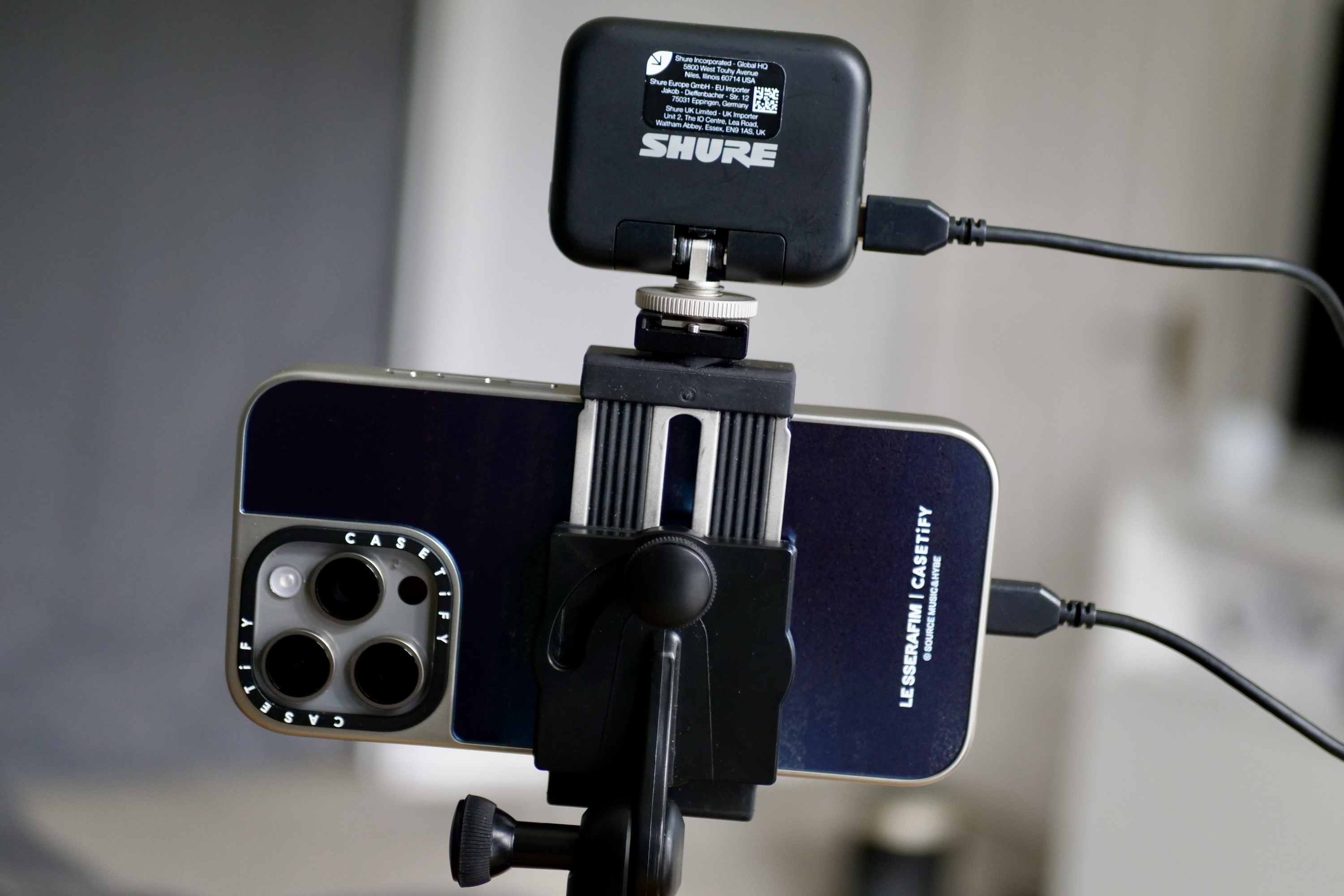 Video being recorded using the Shure MoveMic receiver and microphones