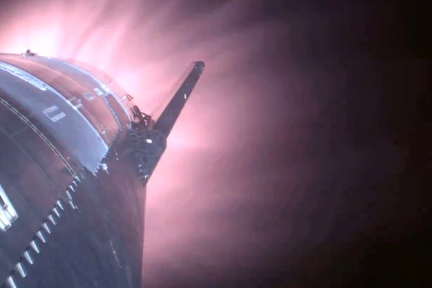 SpaceX's Starship reentering Earth's atmosphere.