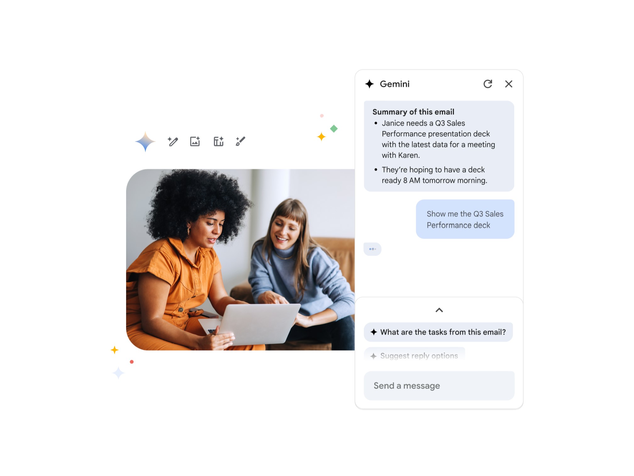 ИИ Google Workspace Gemini за работой