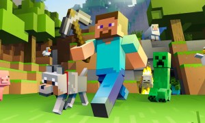 The cover art for Minecraft.