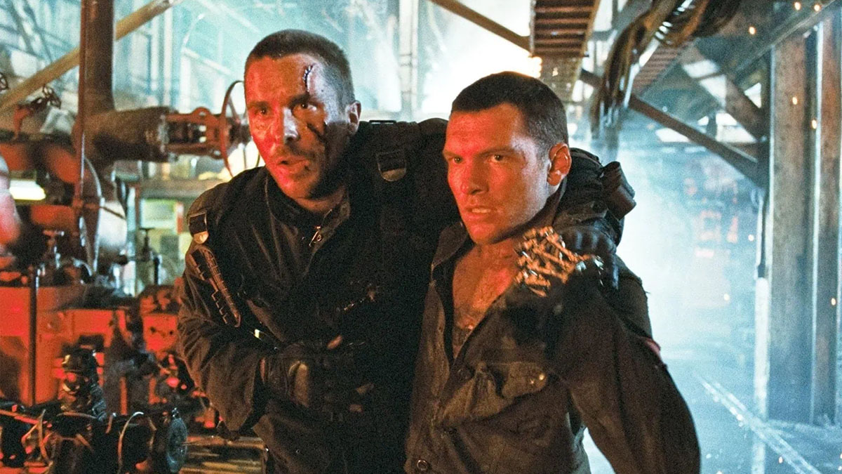 Christian Bale and Sam Worthington in Terminator Salvation.