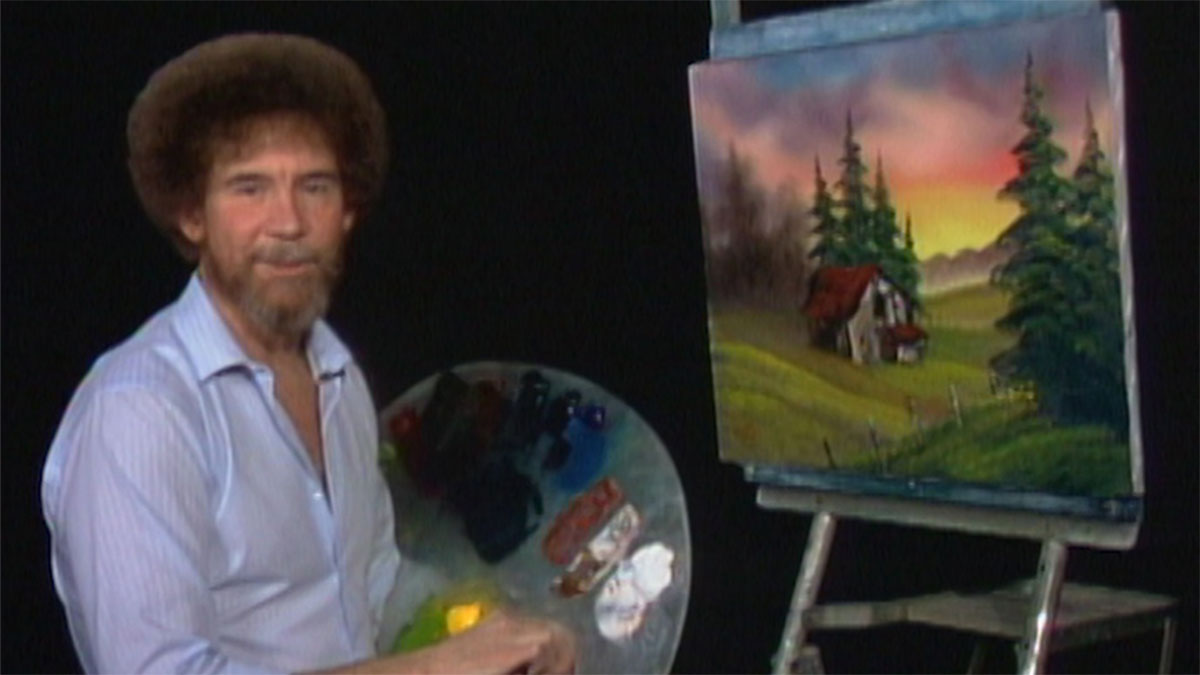 Bob Ross in The Joy of Painting.