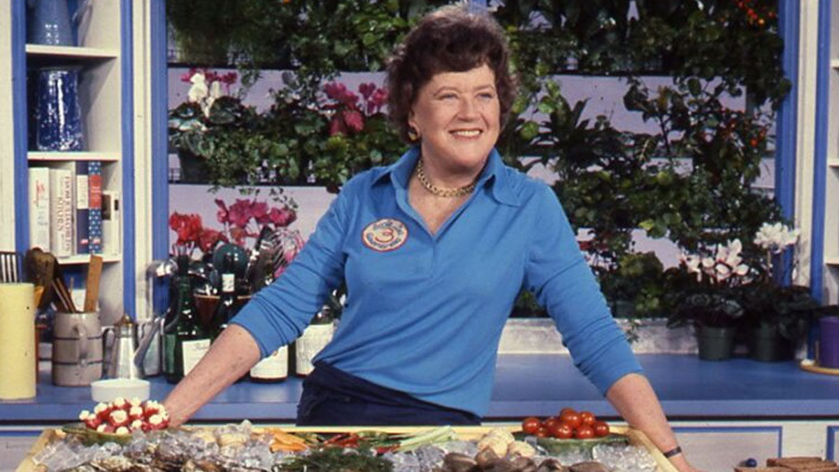 Julia Child on the set of The French Chef.