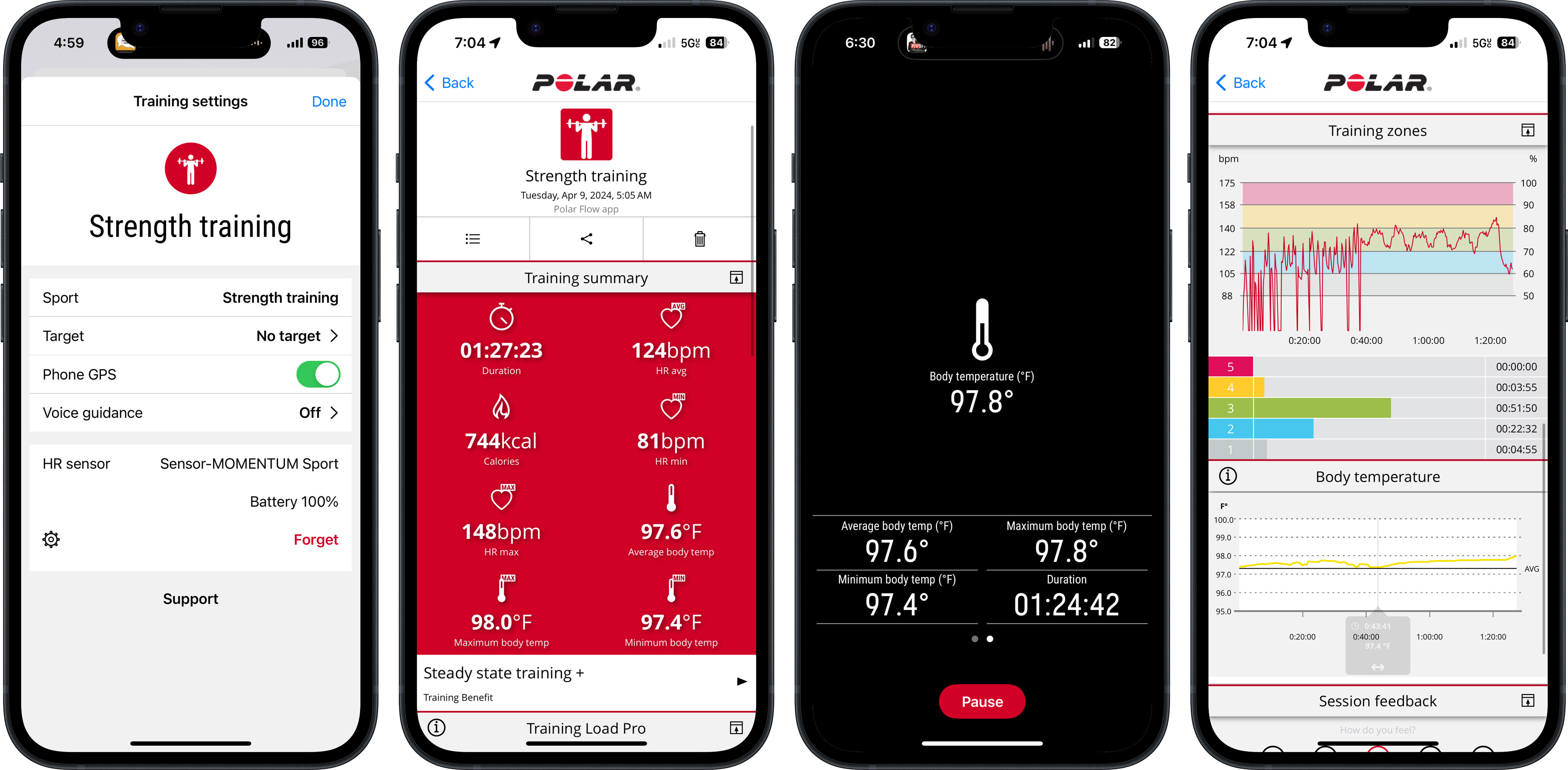 iPhone 上的 Polar 应用程序。