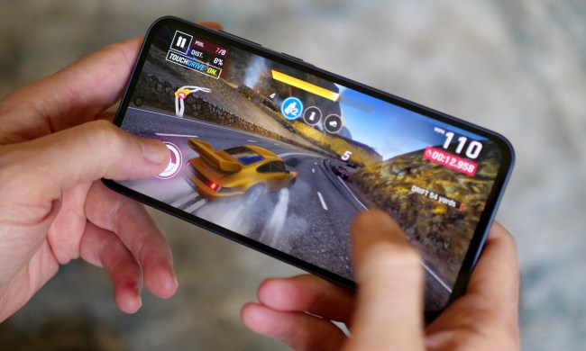 A person playing a game on the Samsung Galaxy A35.