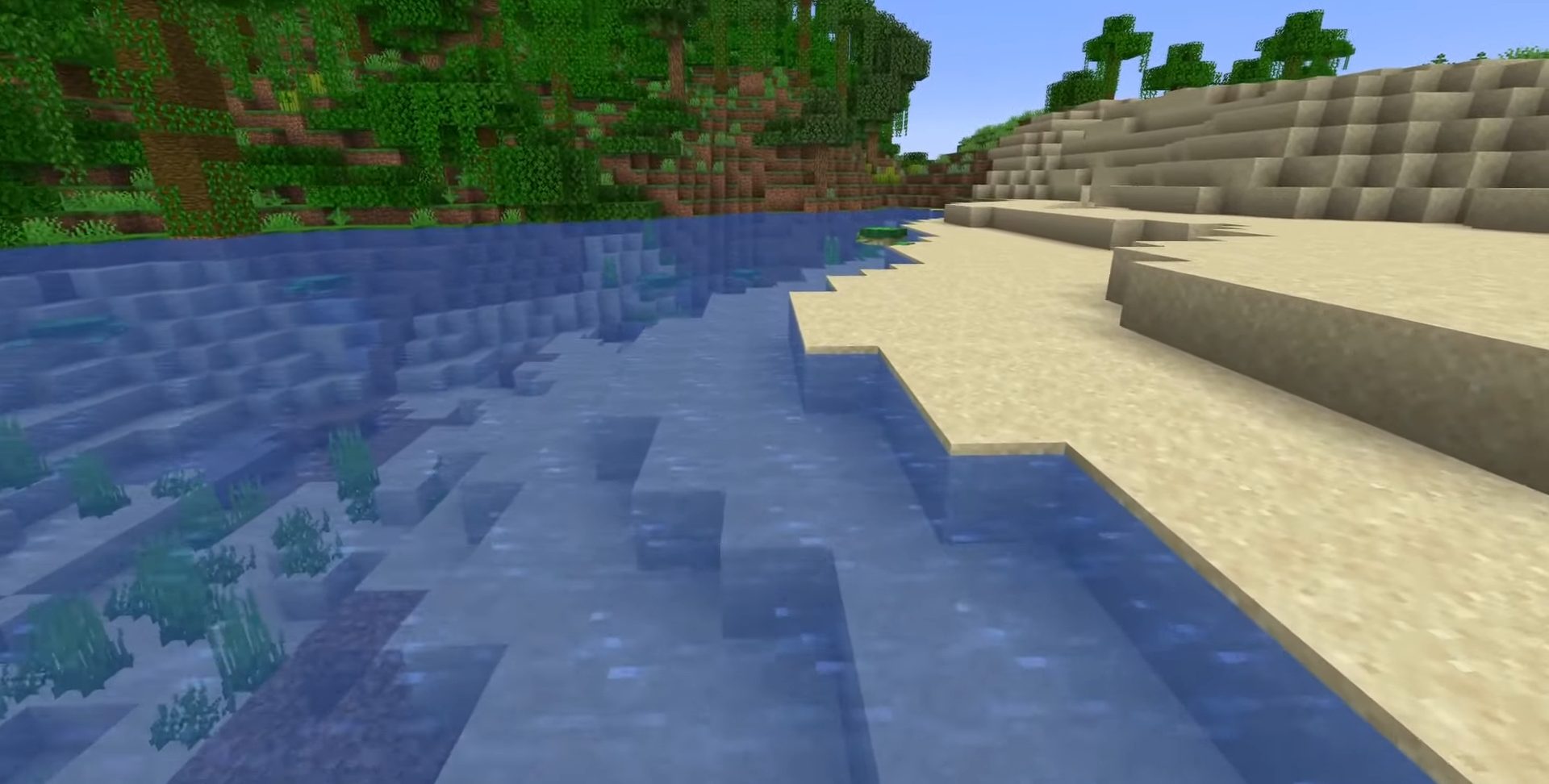 Ein Strand in Minecraft.