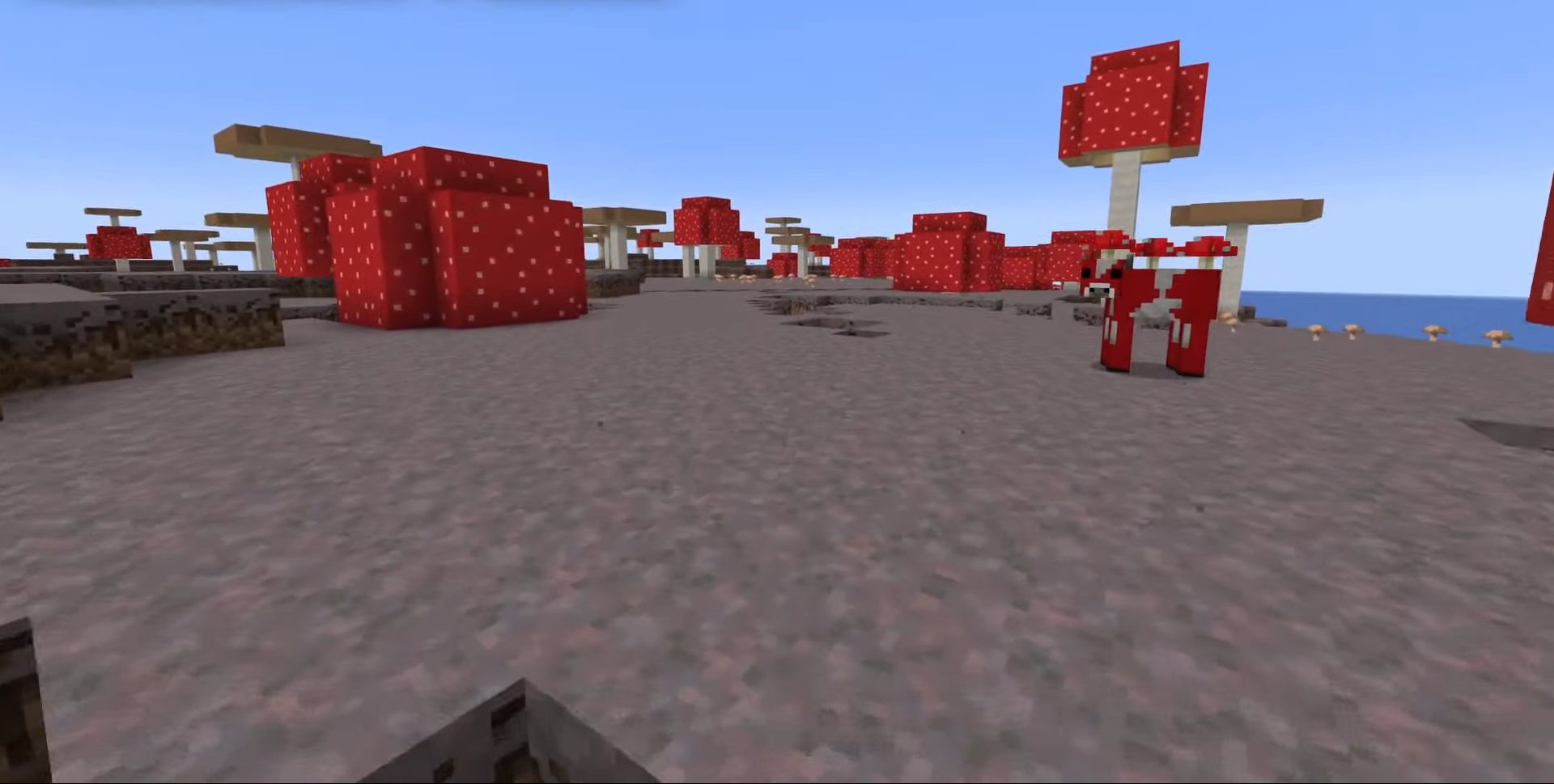 Un champ de champignons dans Minecraft.