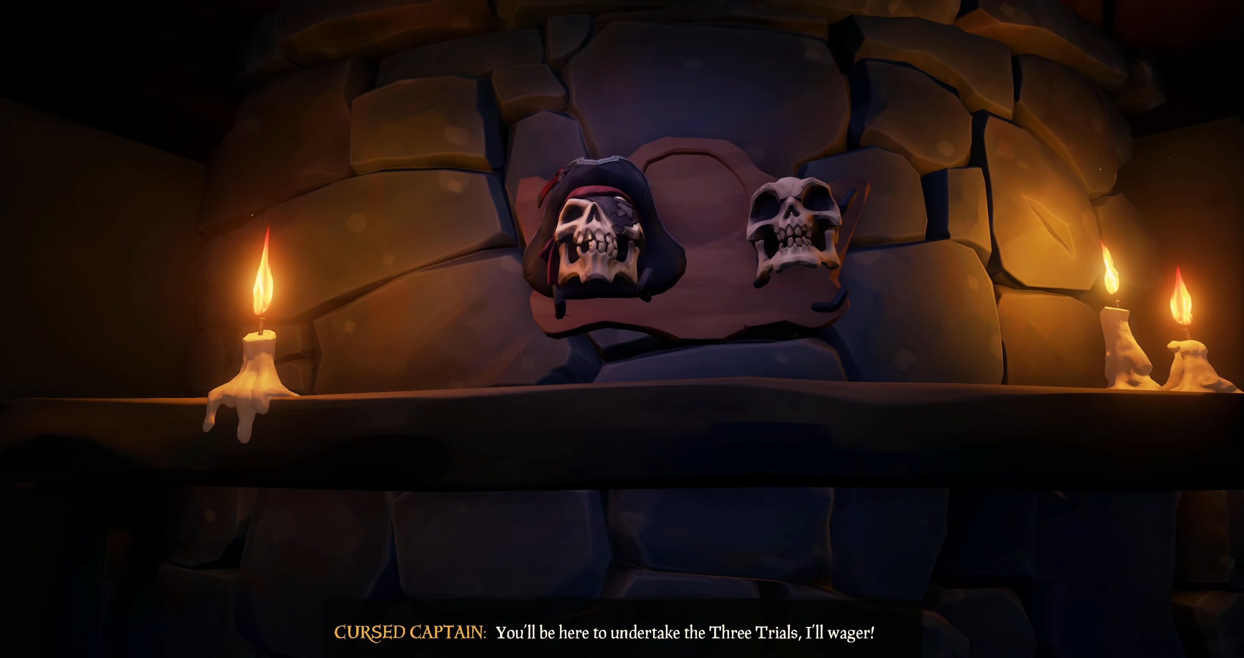 Un crâne de pirate sur un mur dans Sea of ​​Thieves.