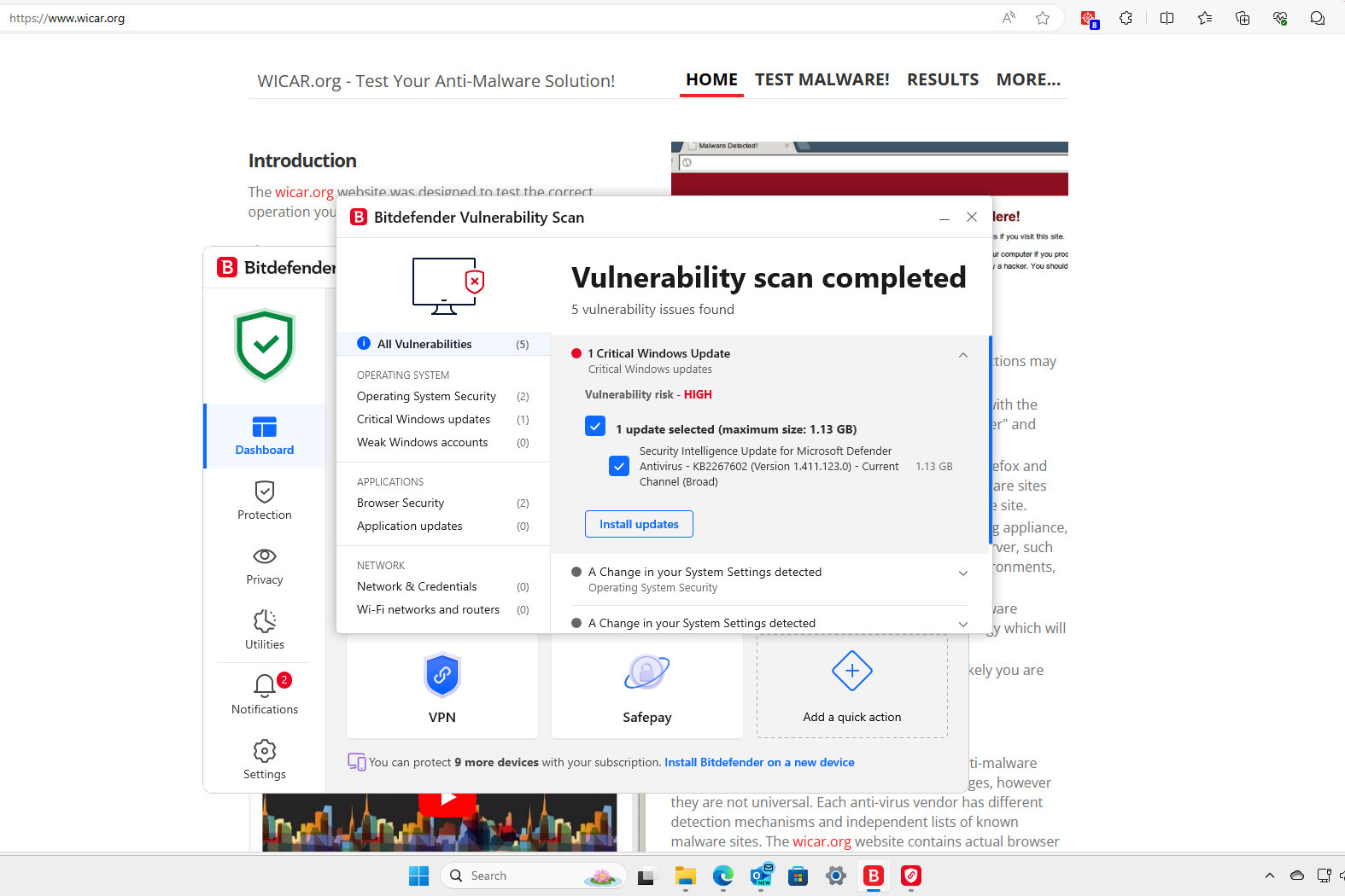 El análisis de vulnerabilidades de Bitdefender detectó una debilidad de Microsoft Defender.