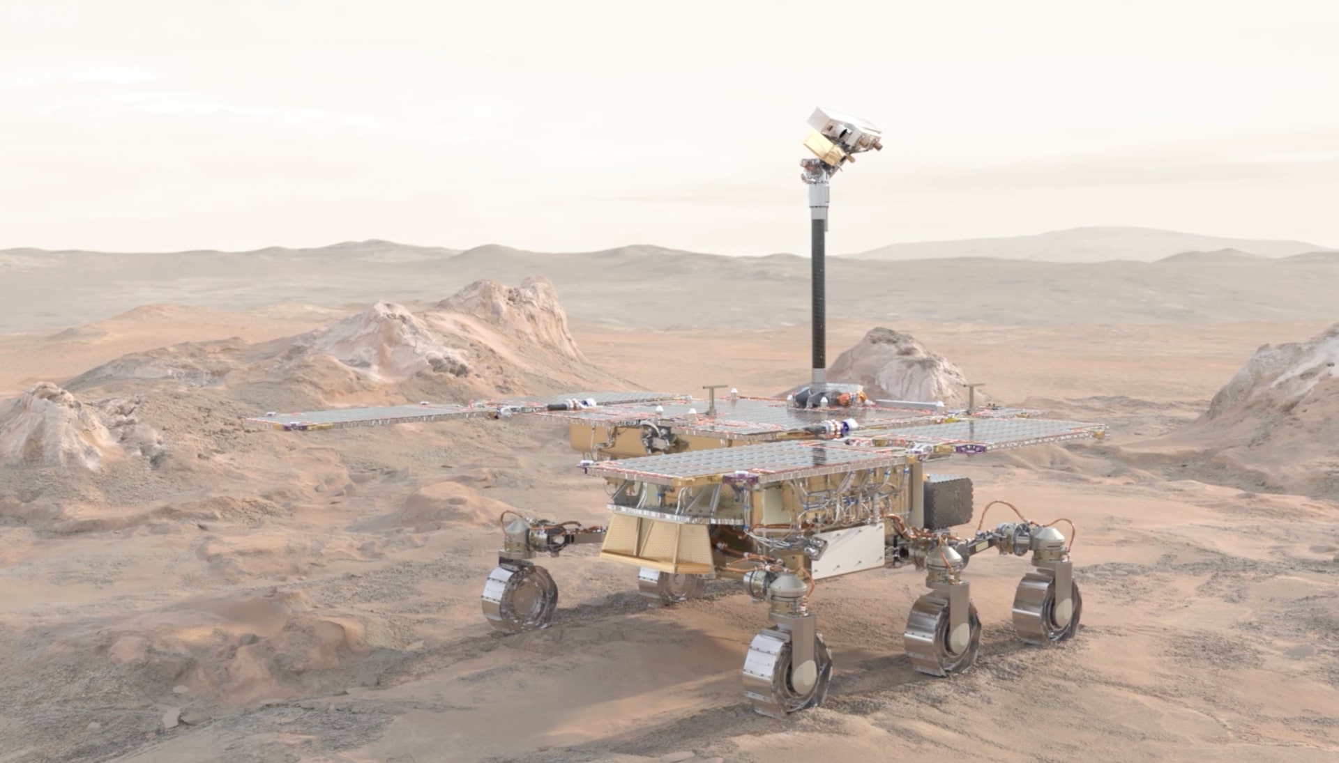 An artist's impression of the Rosalind Franklin rover on Mars.