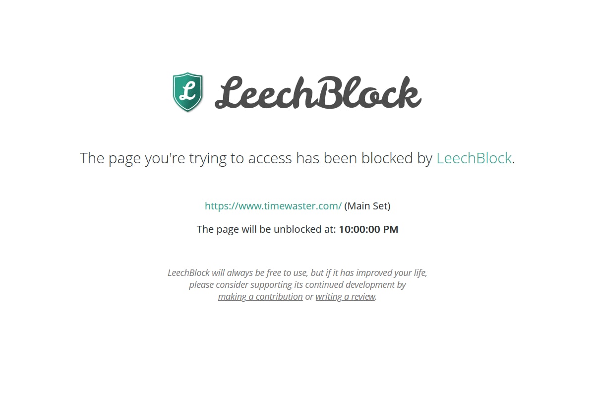 The LeechBlock NG Firefox extension.