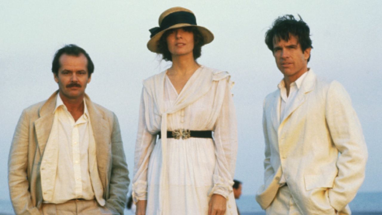 Jack Nicholson, Diane Keaton, and Warren Beatty in a promo image for the film Reds.