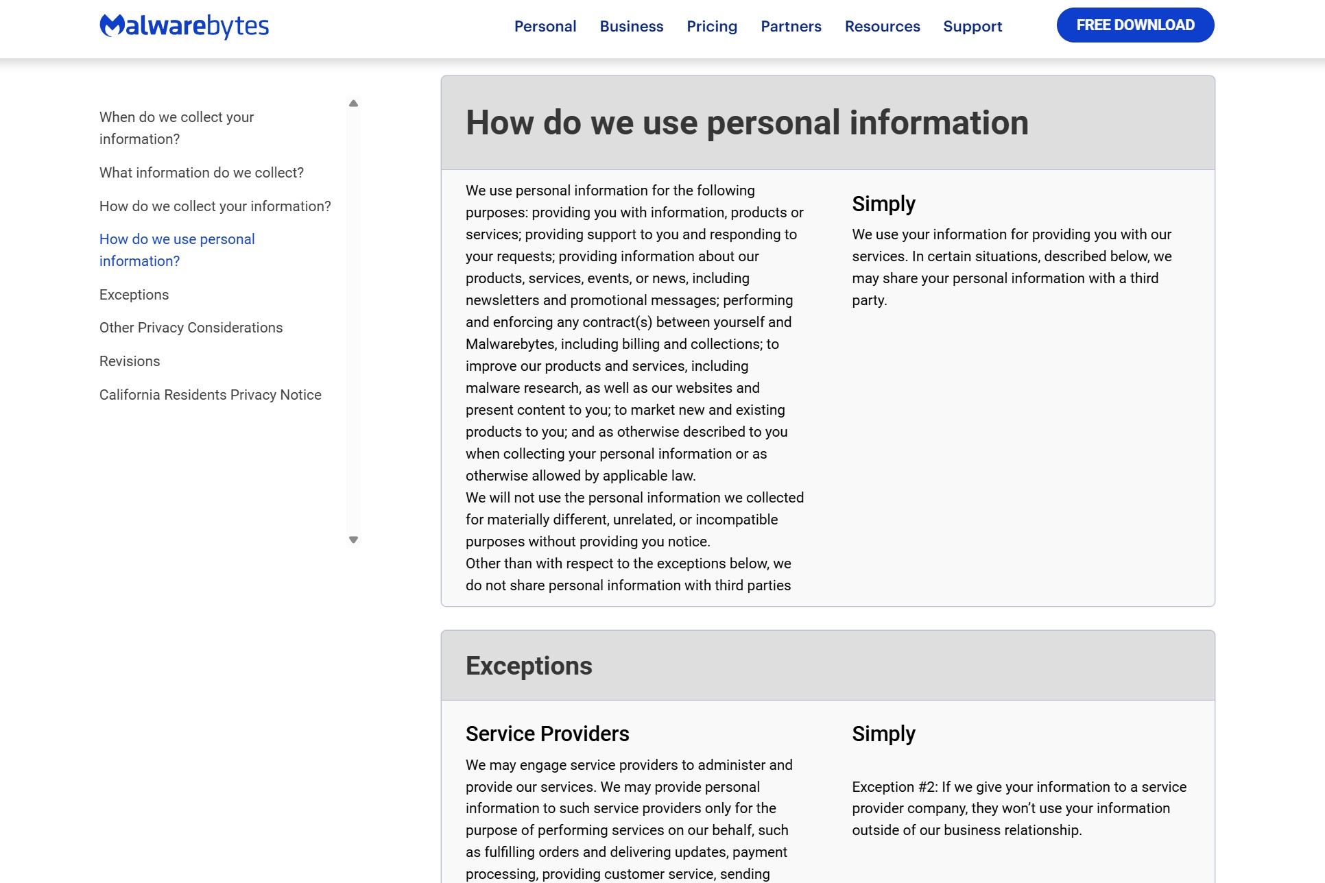 O Malwarebytes tem uma boa política de privacidade e não vende seus dados.