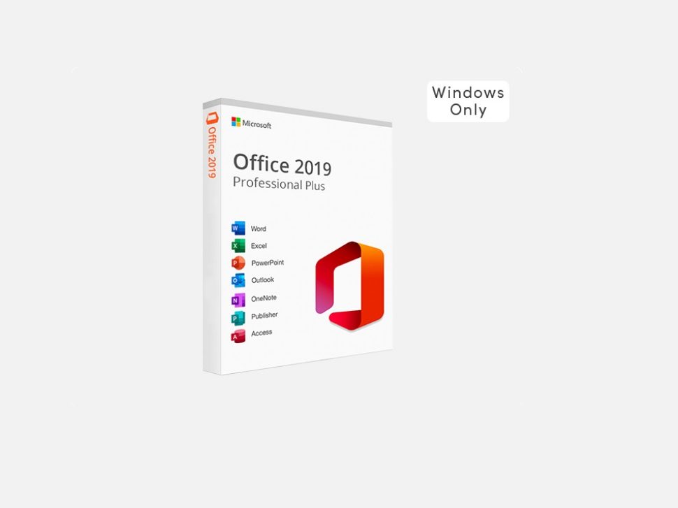 جعبه نسخه Microsoft Office Professional Plus 2019.