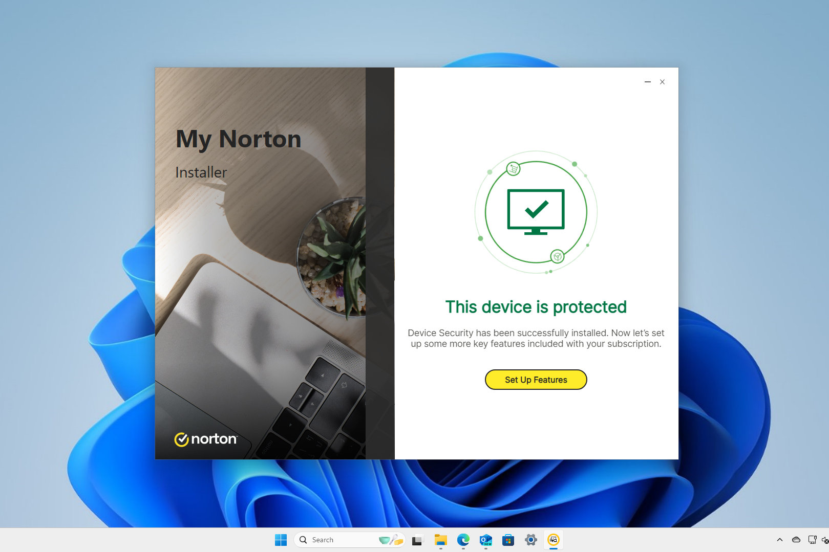 Mi PC quedó protegida tan pronto como finalizó el instalador de Norton.