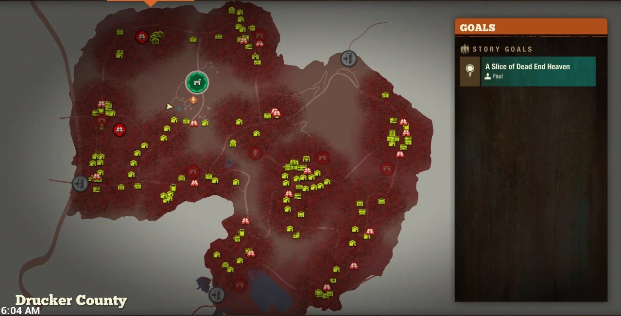 Une carte State of Decay 2 remplie d'infestations.