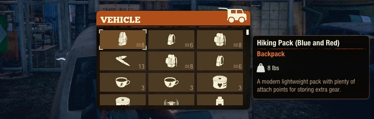 Un écran d’inventaire des véhicules dans State of Decay 2.