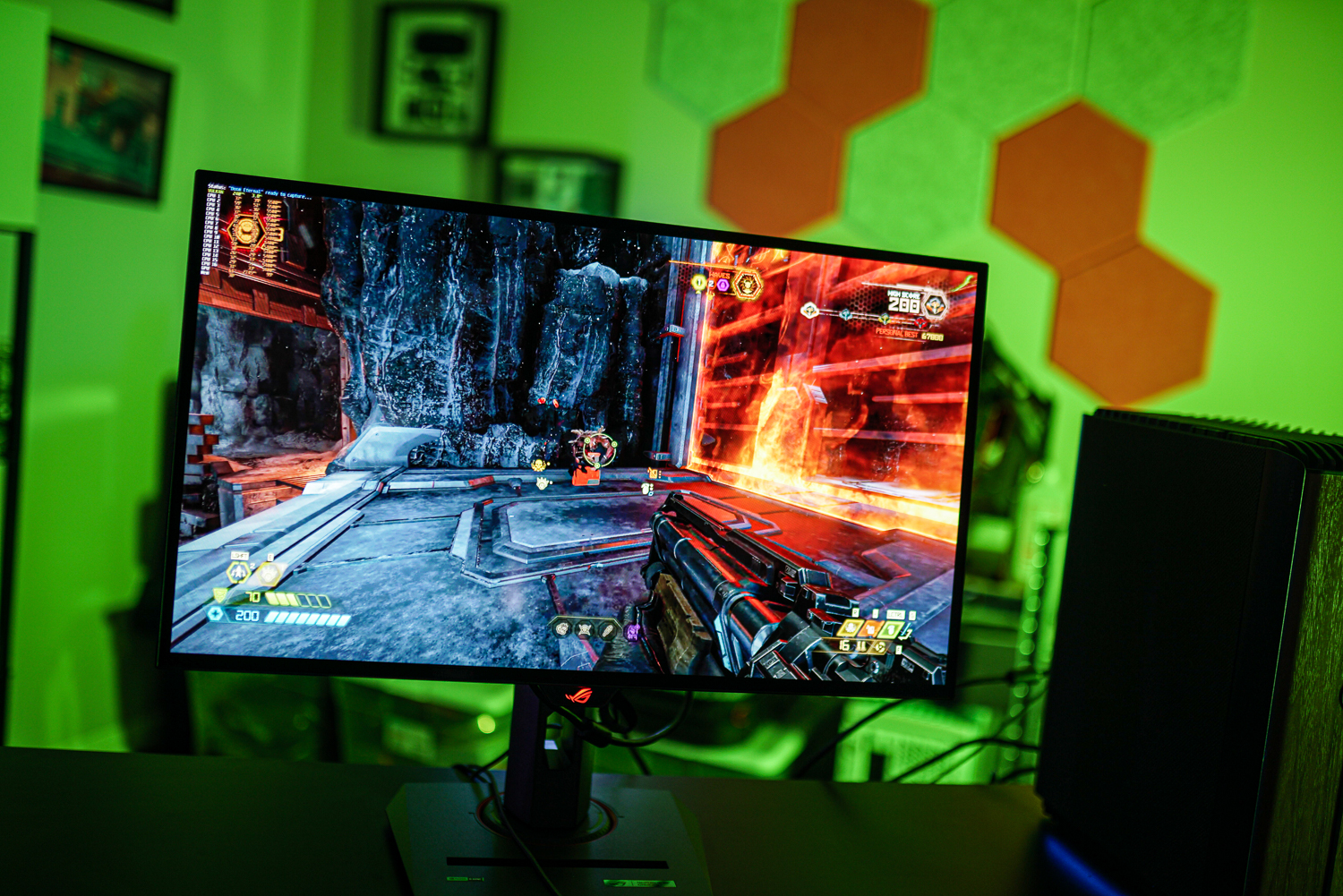 Doom Eternal rodando em um monitor de jogos Asus.