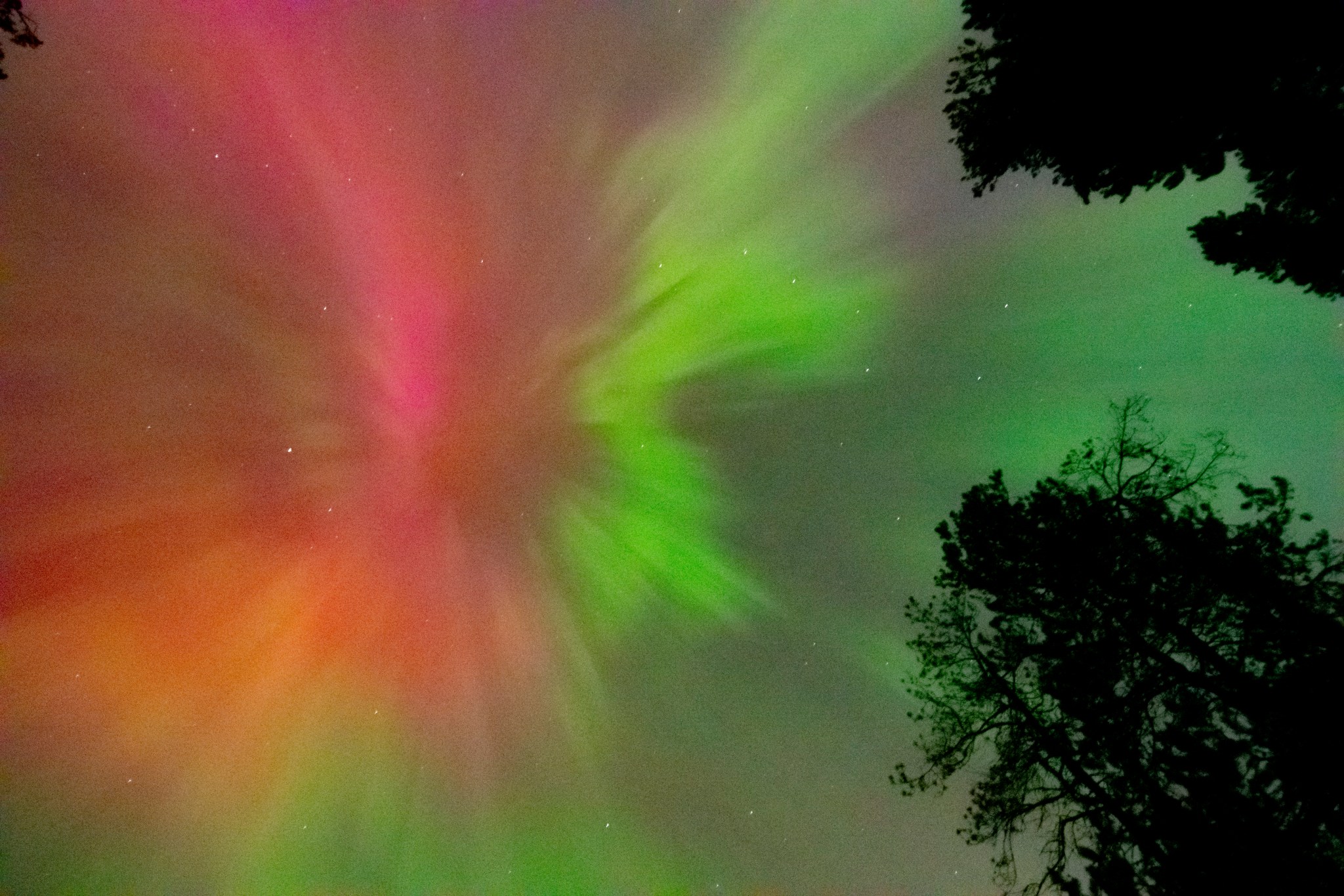 Une aurore coronale est apparue sur le sud-ouest de la Colombie-Britannique le 10 mai 2024.