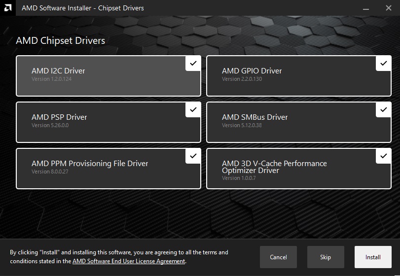 Mise à jour des pilotes du chipset AMD.