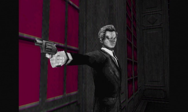 A man holds a gun in Lorelei and the Laser Eyes.