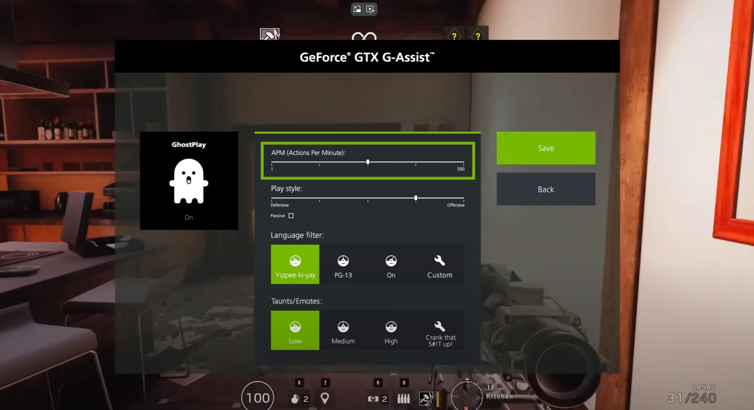 Una captura de pantalla del video G-Assist April Fool's de Nvidia.