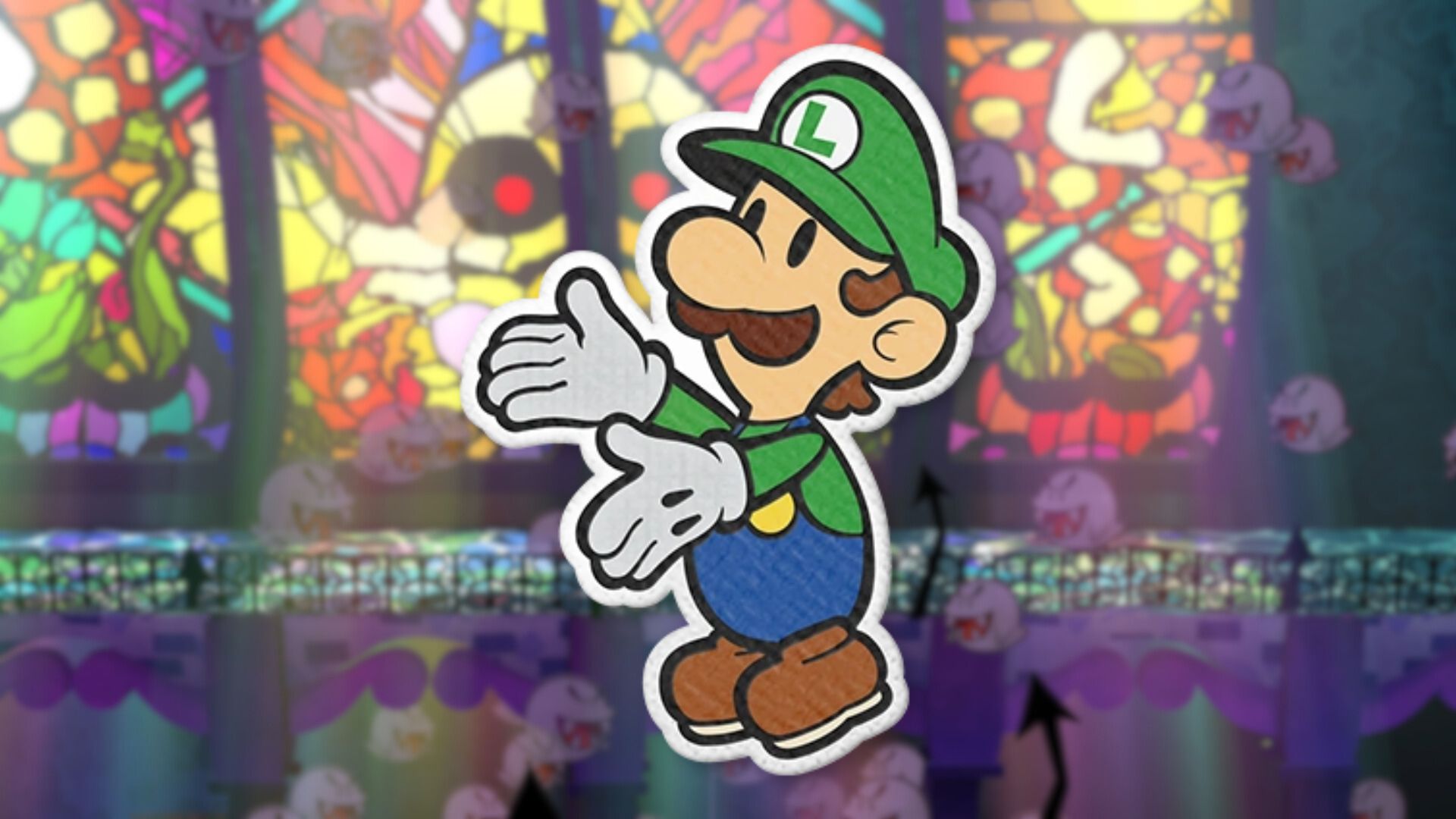 Paper Luigi holds his hands out.