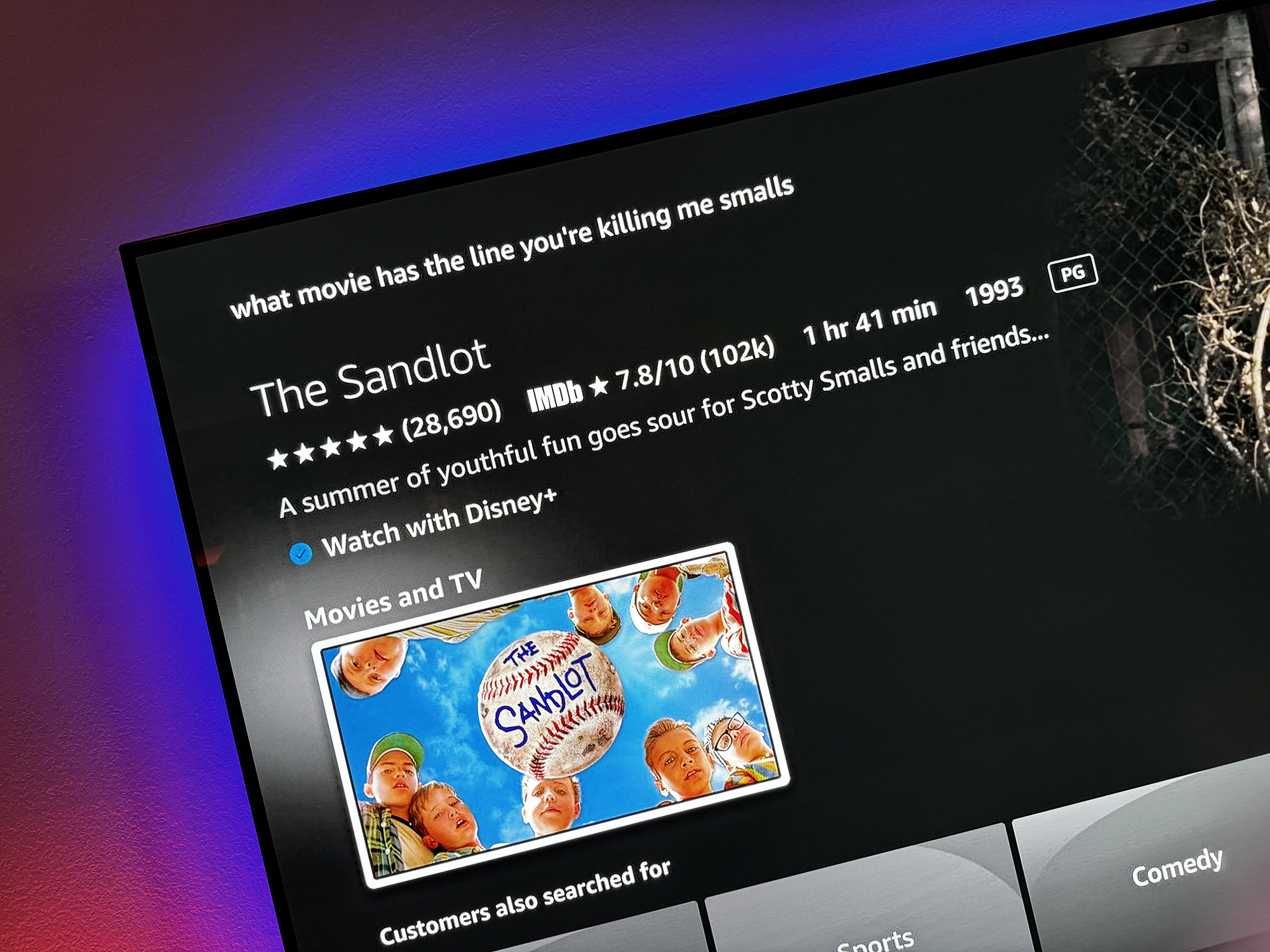 Результаты поиска The Sandlot на Amazon Fire TV.