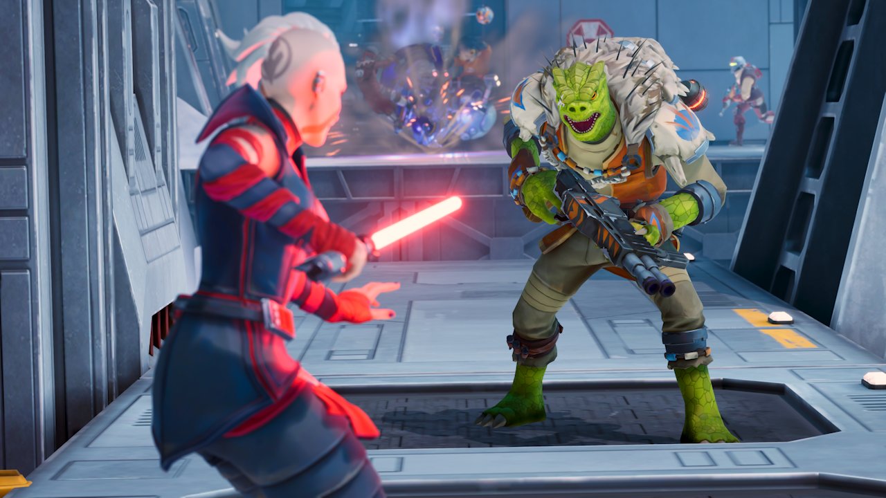 Dos personajes se enfrentan en Star Wars Hunters.