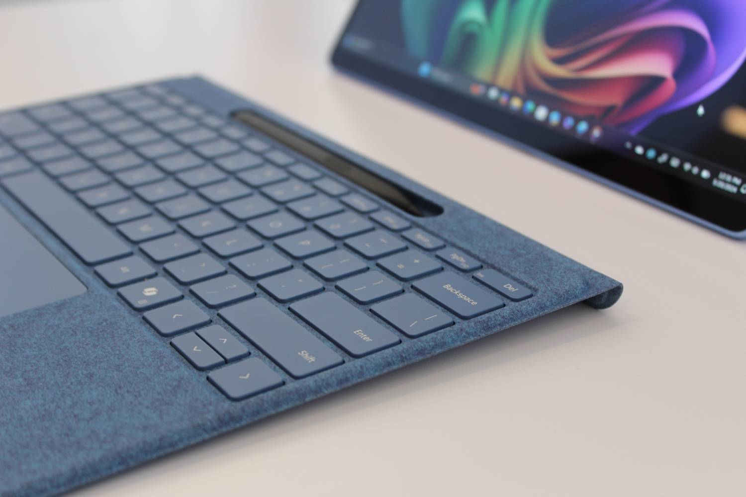 The Surface Pro keyboard detached from the tablet.