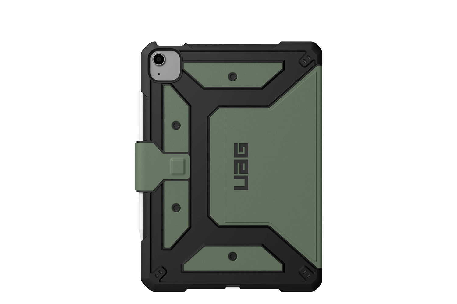 올리브 색상의 iPad Air 5용 Urban Armor Gear 케이스.