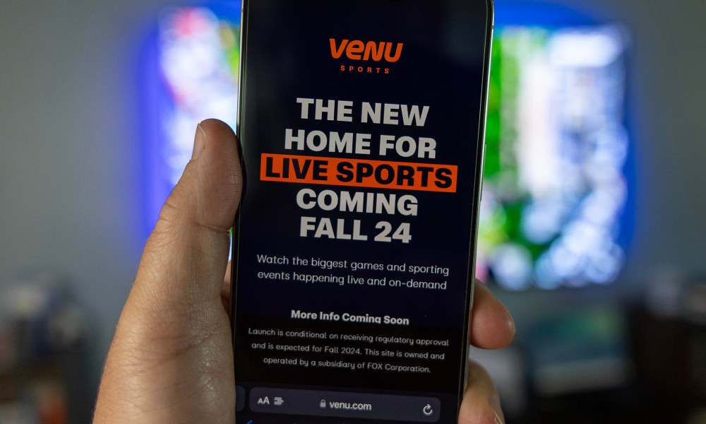 The Venu Sports website as seen on an iPhone.