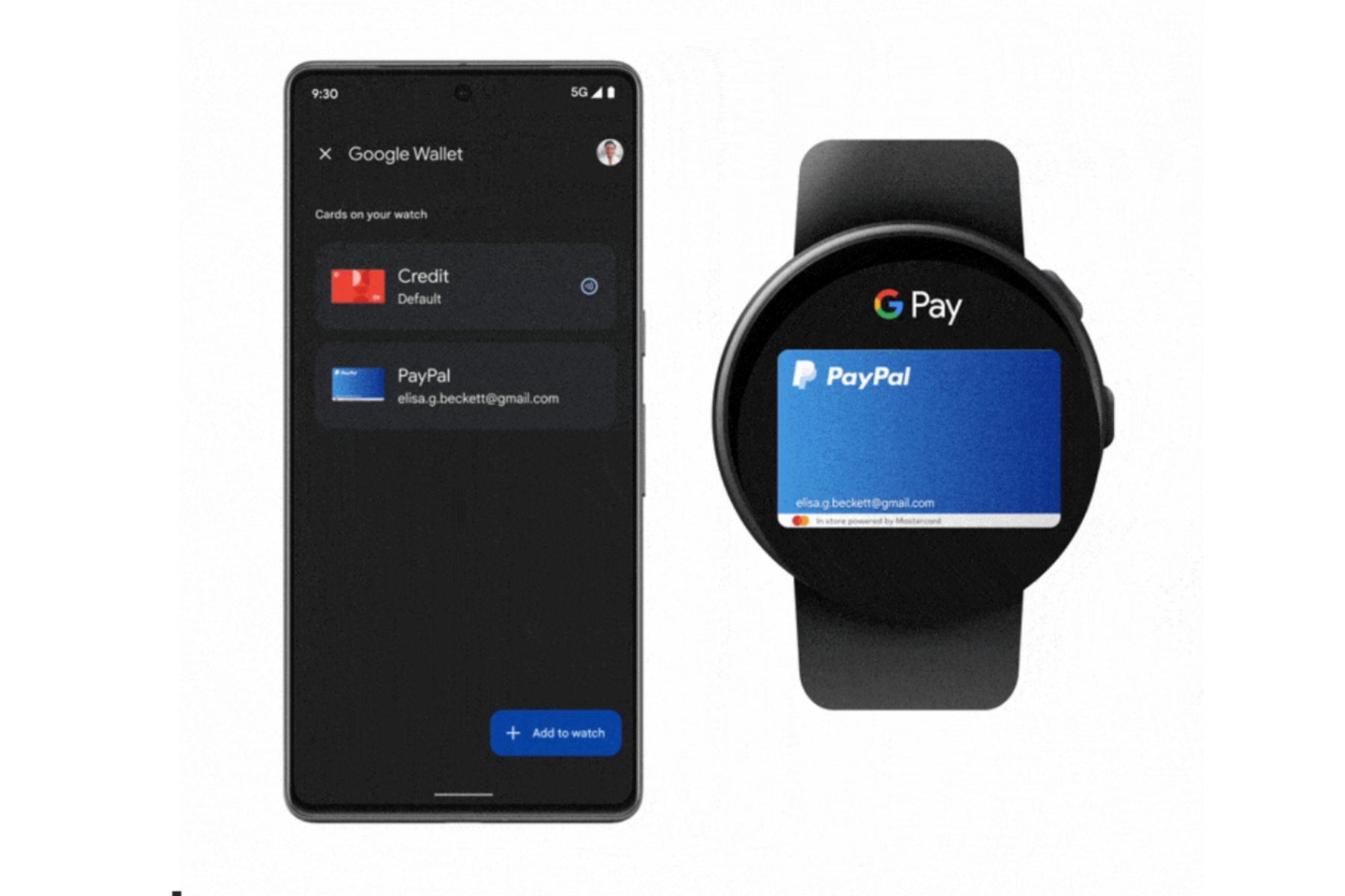 PayPal support in Google Wallet for Wear OS.