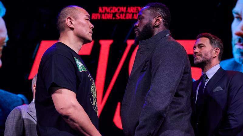 Zhang and Wilder face off at the weigh in.