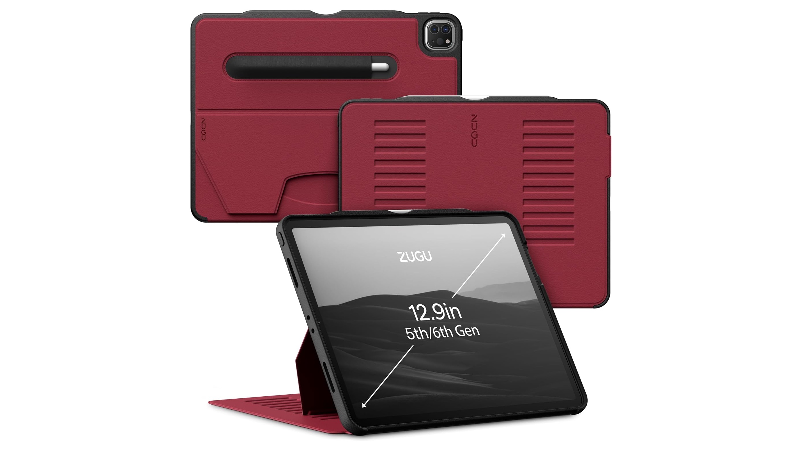 Zugu Case for 2021/2022 iPad Pro 12.9-inch in Cherry Red.