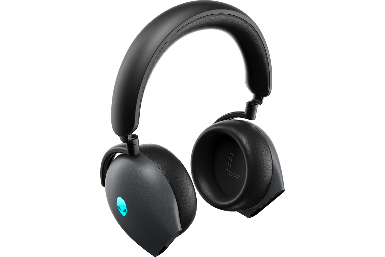 O headset para jogos sem fio Alienware Tri-Mode em um fundo branco.