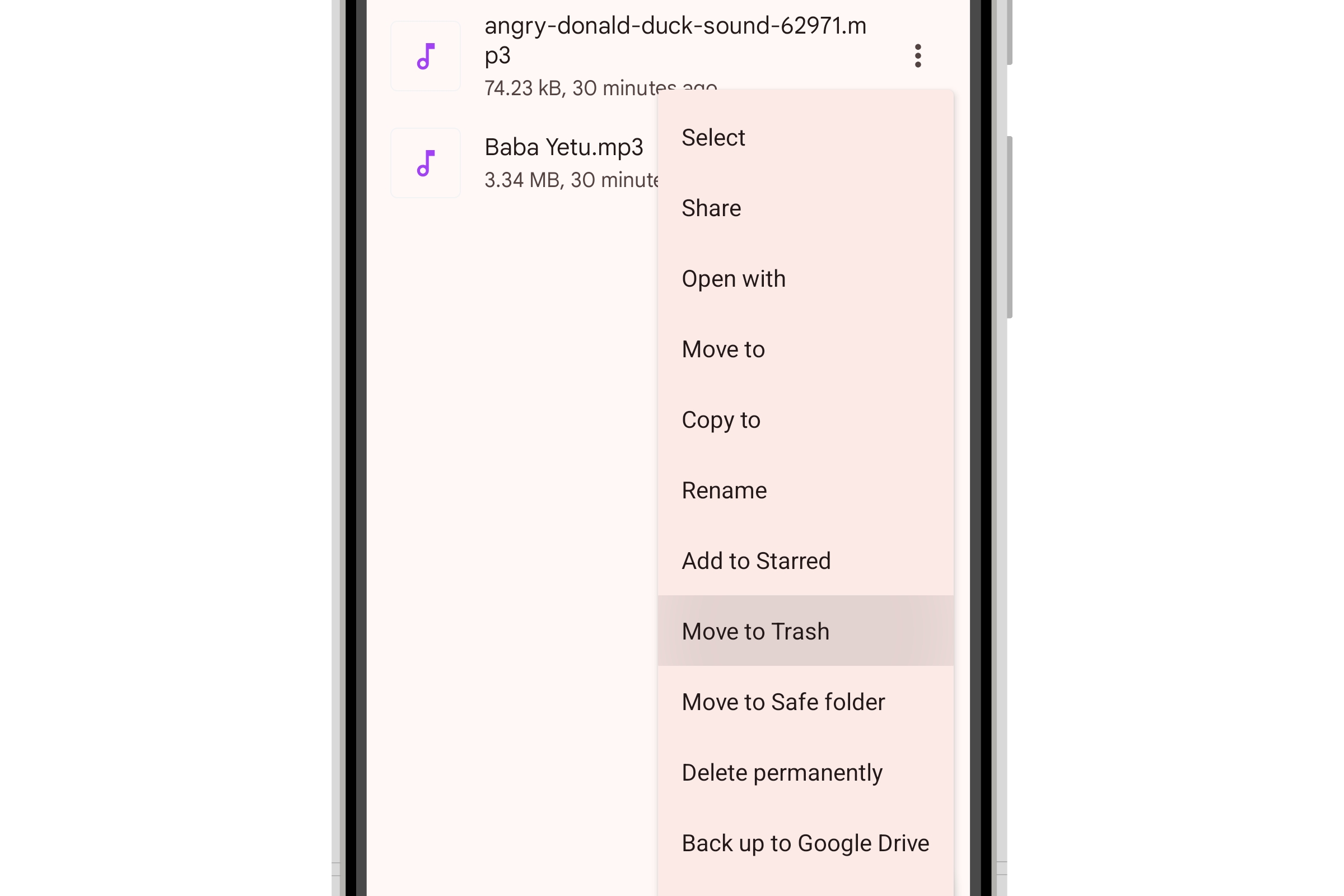 Cómo eliminar un tono de llamada personalizado de la app Archivos en Android 14.