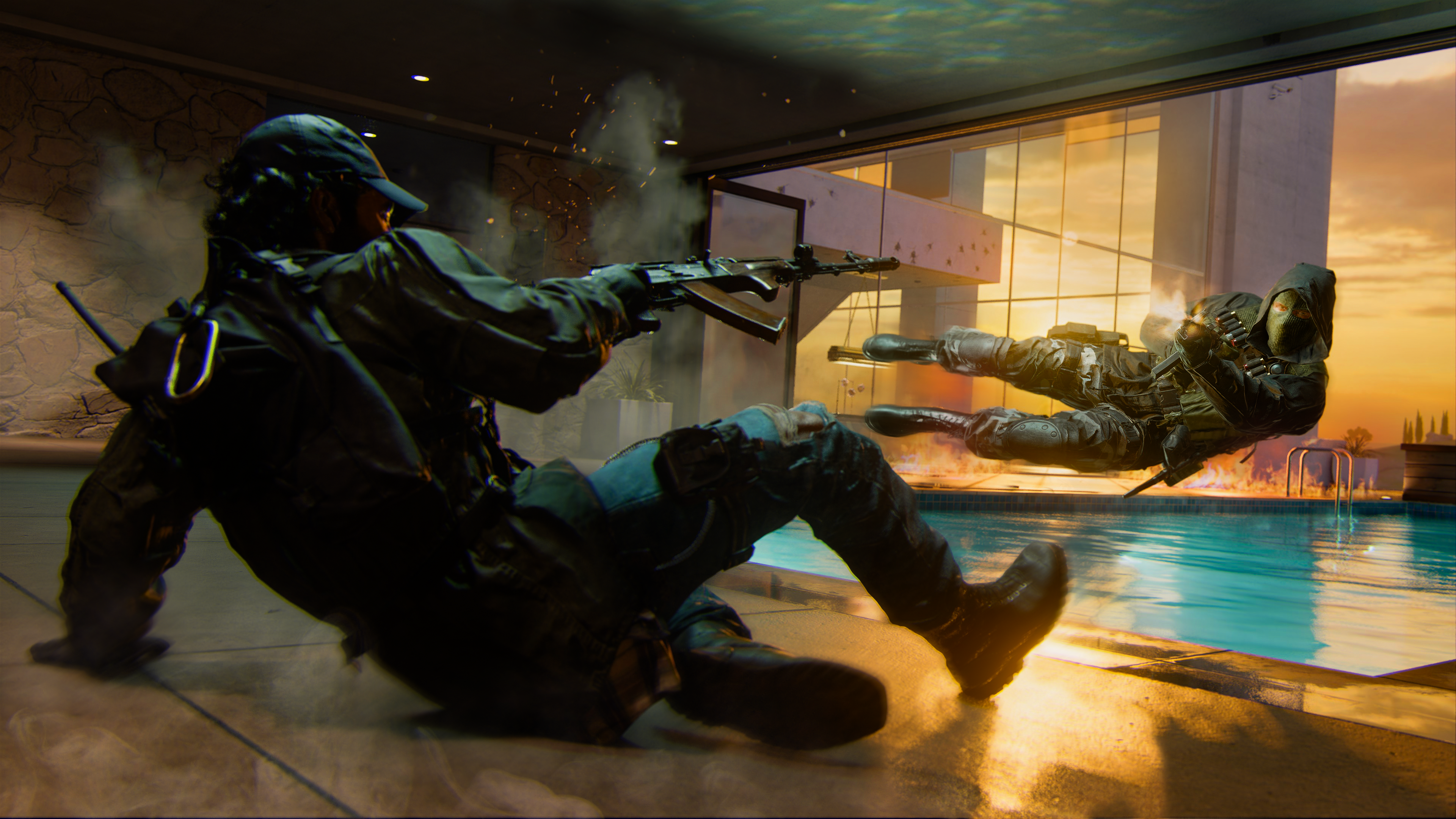 Dos jugadores se disparan el uno al otro en Call of Duty: Black Ops 6.