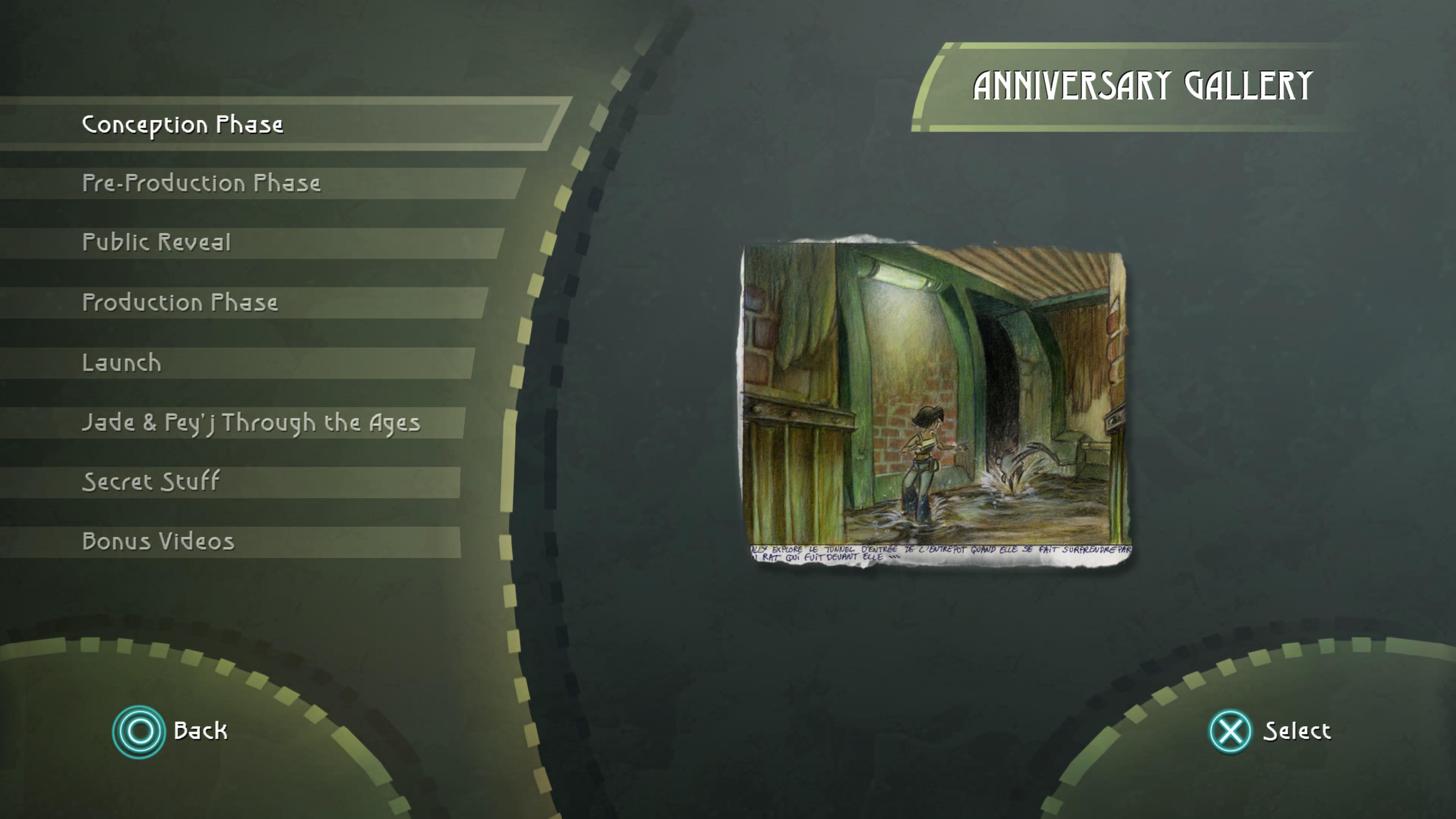 The main menu of the Anniversary Gallery in Beyond Good & Evil: 20th Anniversary Edition.
