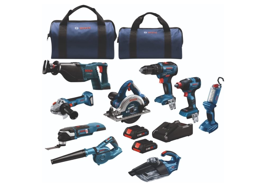 Una colección de herramientas eléctricas Bosch.